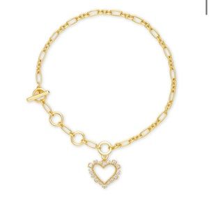 Kendra Scott Ari Heart Gold Delicate Bracelet in White Crystal